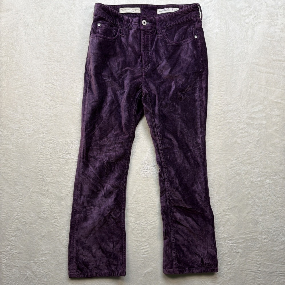 Pilcro Velvet Bootcut Pants Womens 28 Purple High Rise Retro Y2K Anthro